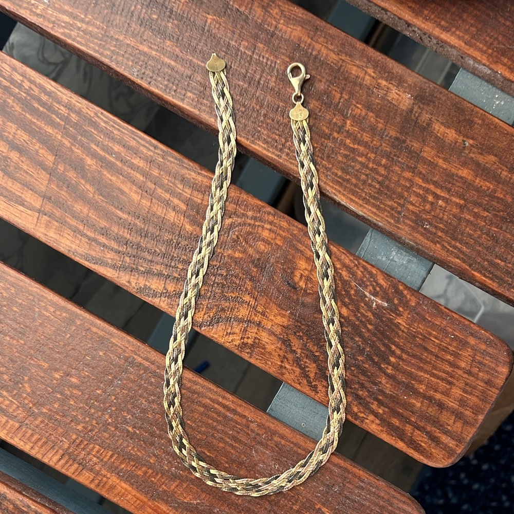 Gold, Rose and Black Braided Necklace Italian 925 necklace
